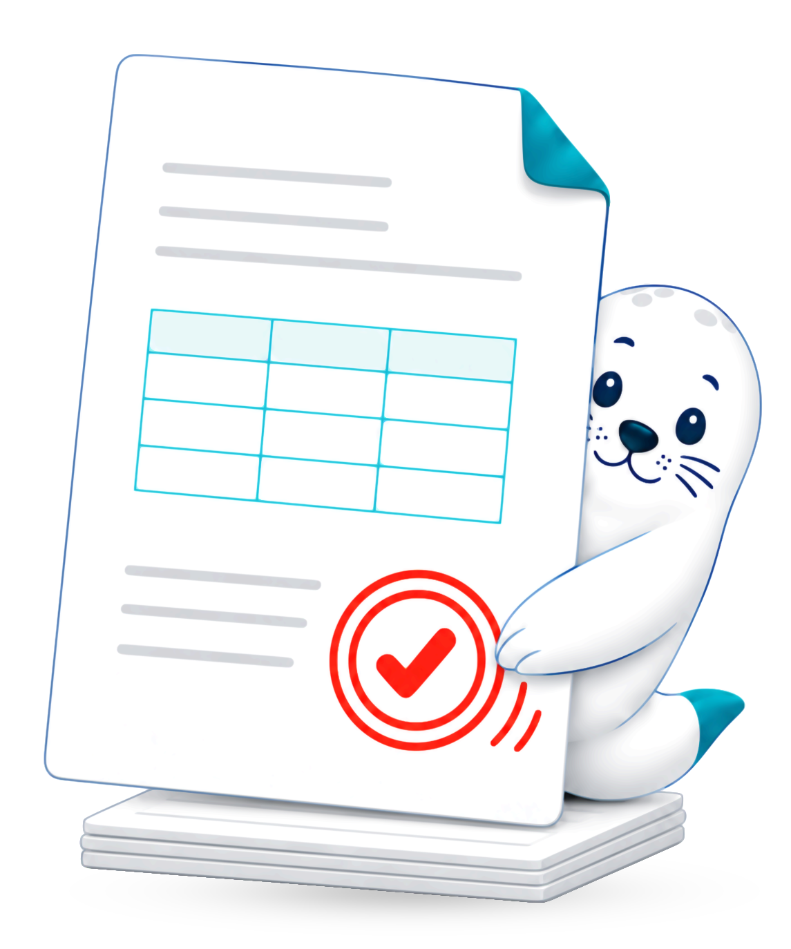 The NERPI seal mascot presenting a prepared document