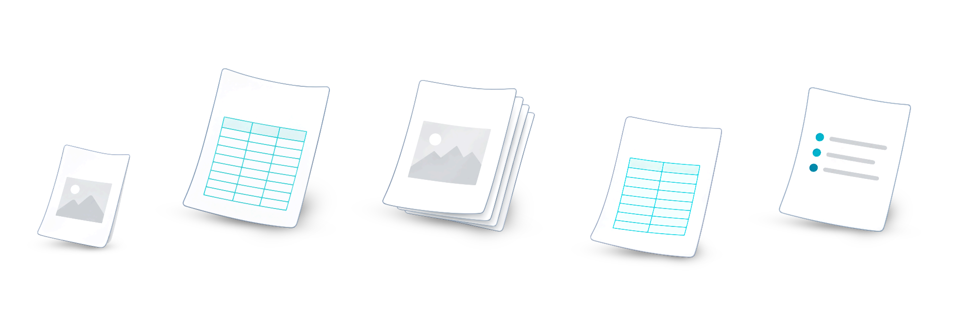 An illustration of individual documents and stacks of pages